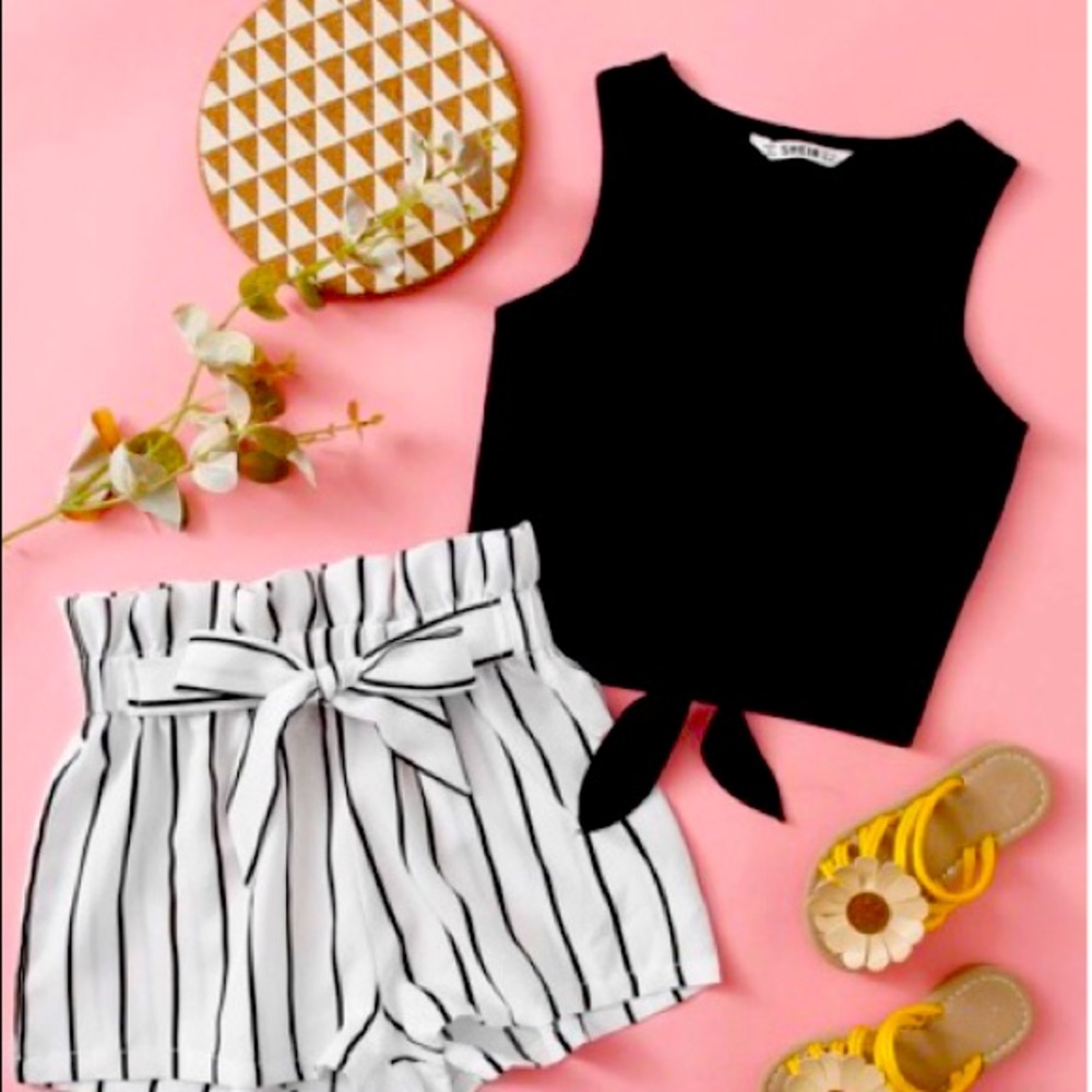SHEIN girls not hem tank top and shorts set